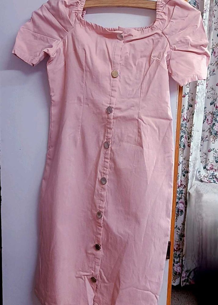 Pink Button-Down Dress