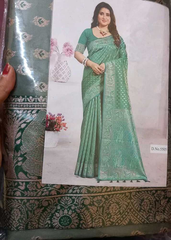 Elegant Mint Green  Saree