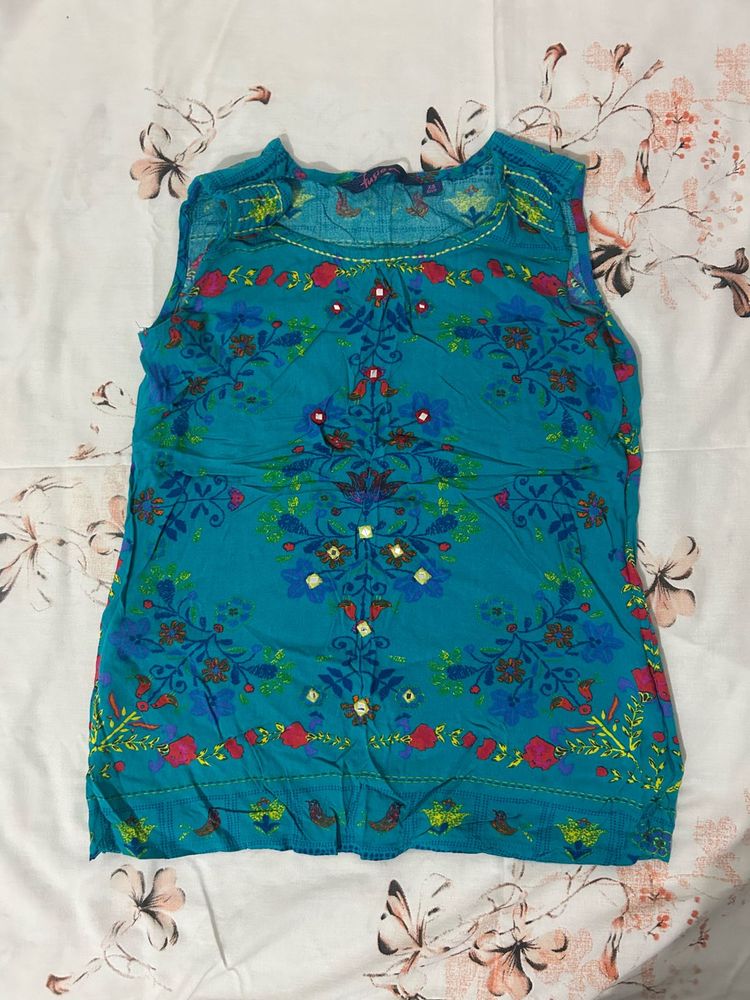 Ethnic Embroidered Sleeveless Top