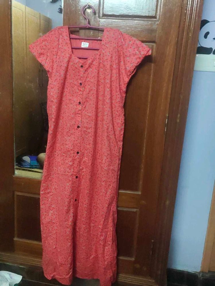Coral Button-Down Nightgown