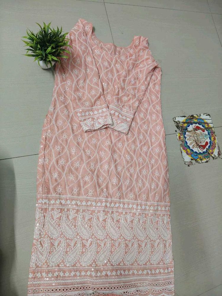 Peach Embroidered Kurti