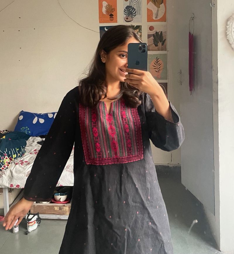 Embroidered Black Kurta