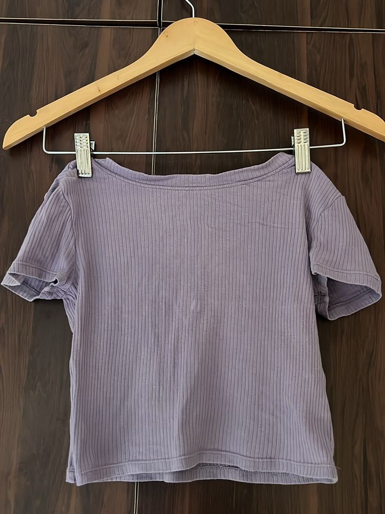 Lavender Fitted Crop Top