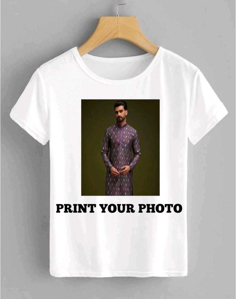 Mans Stylish White Printed Polyester T Shirt