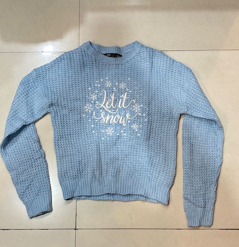 Light Blue 'Let it Snow' Sweater