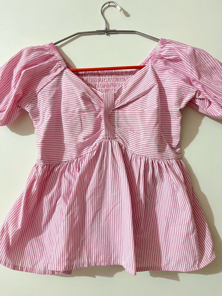 Striped Pink Peplum Top