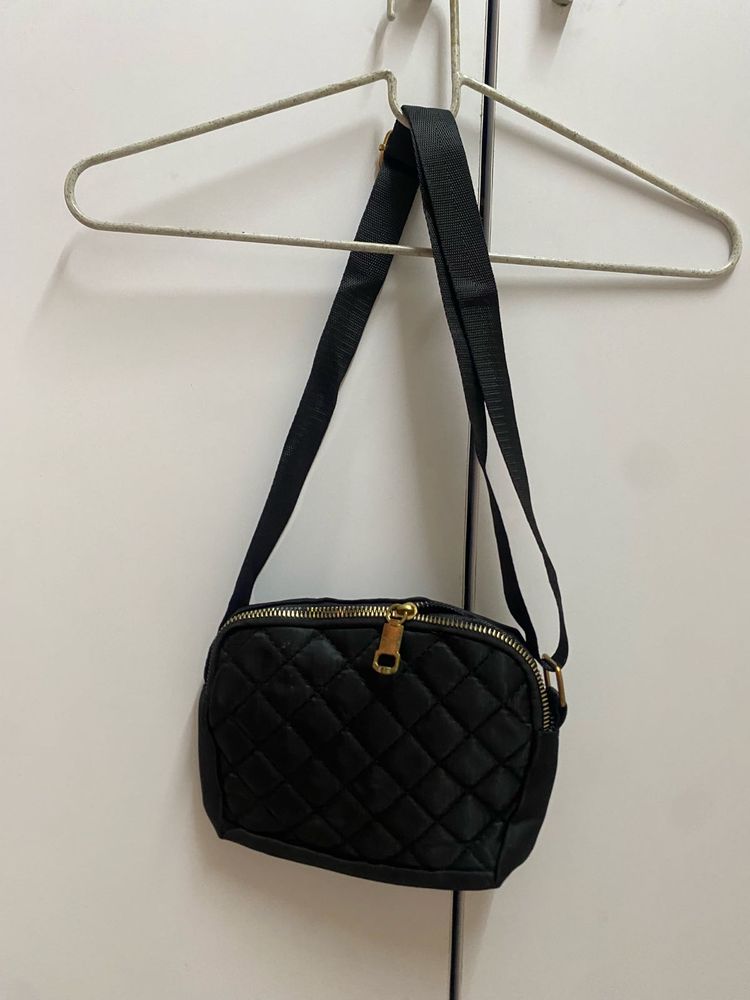 Black Quilted Crossbody Bag