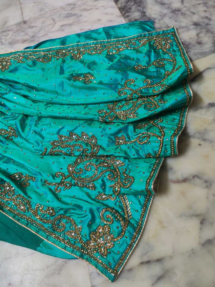 Sea Green Work Saree Very Beautiful Design 💎