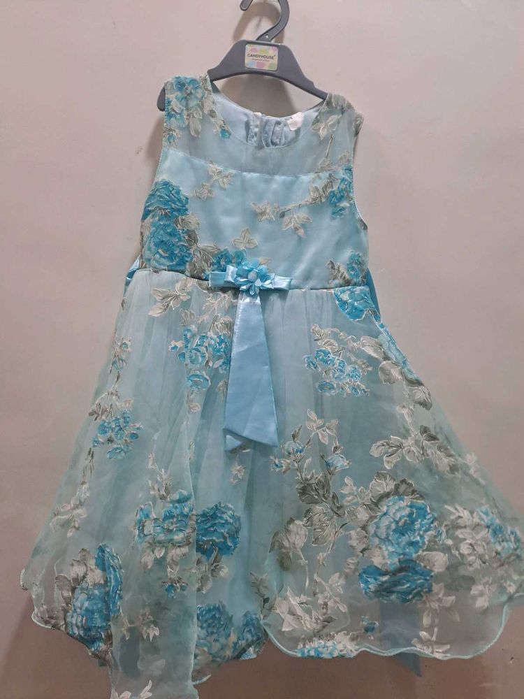 Cute Blue Floral Dress 4 To 5 Years