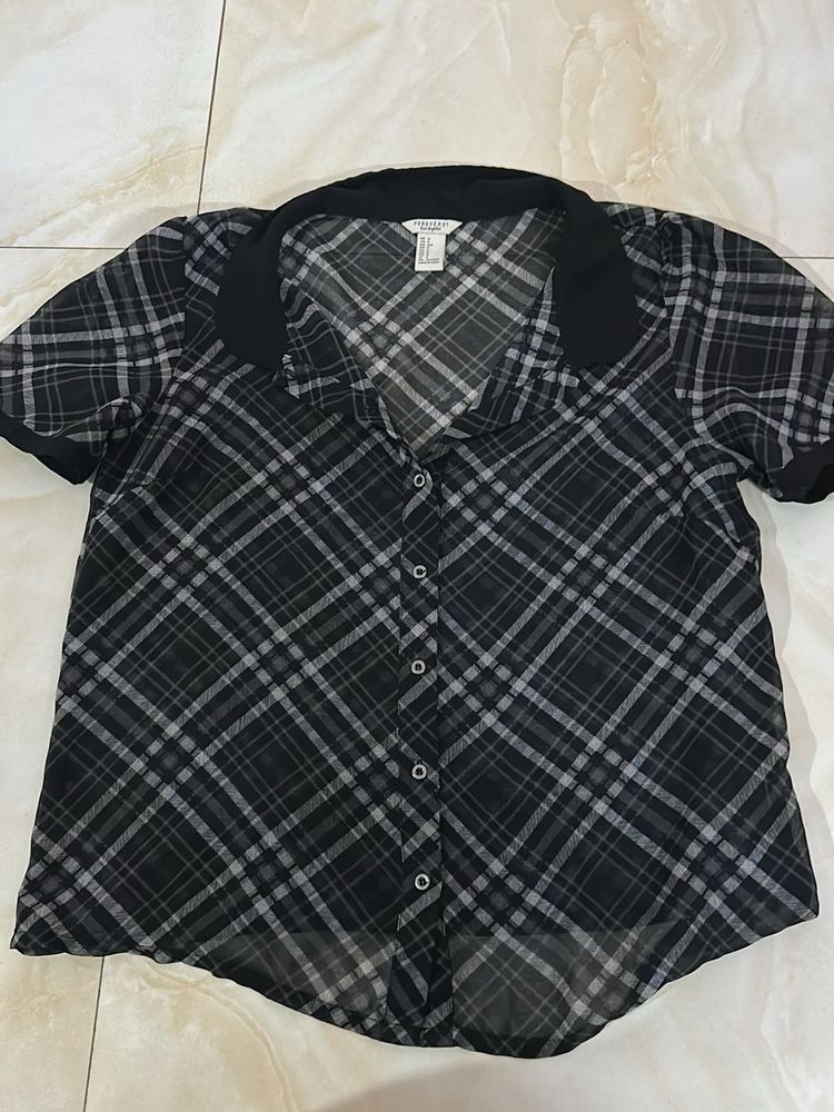 Forever 21 Plaid Sheer Blouse