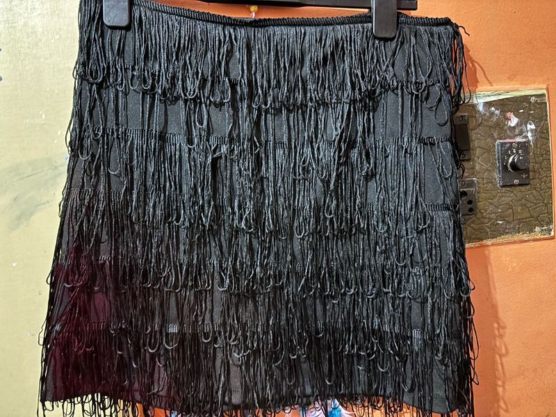 Fringe Mini Skirt