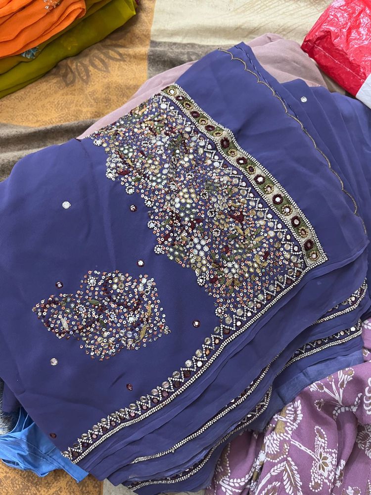 Embellished Purple Saree