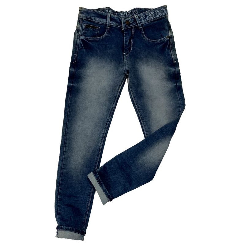 Blue Washed Slim-Fit Jeans for Men Size 32