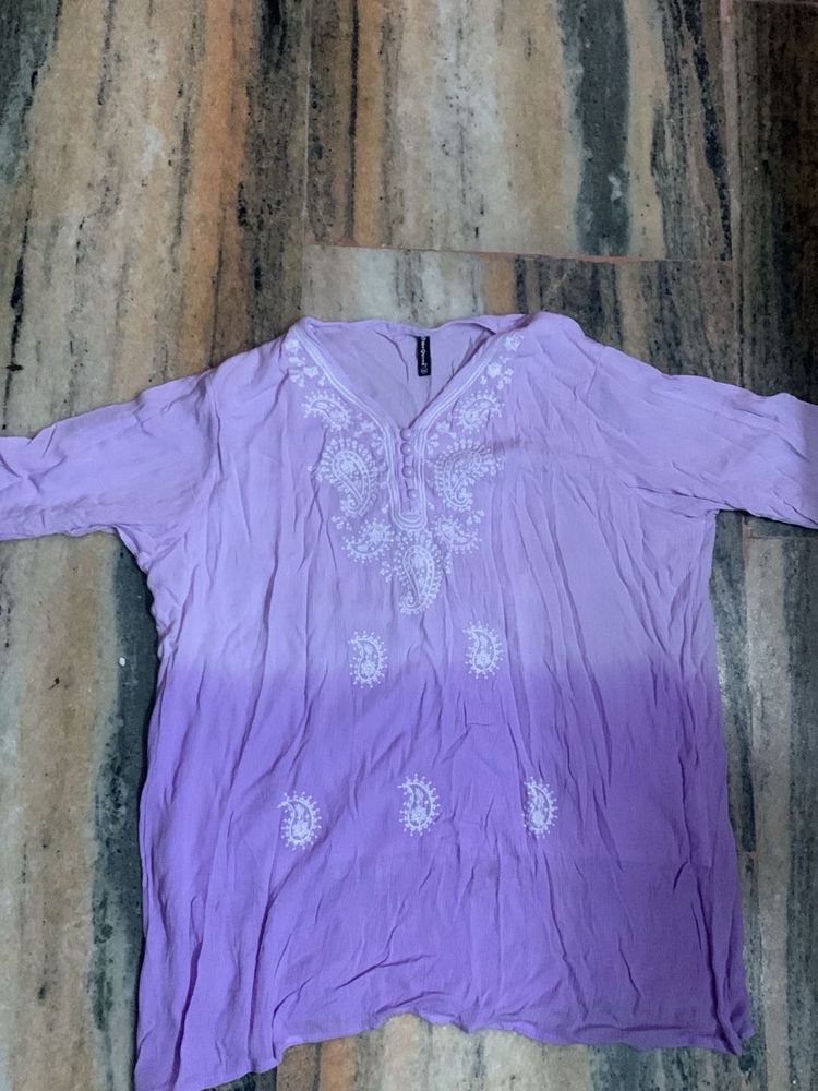 Purple Embroidered Kurta