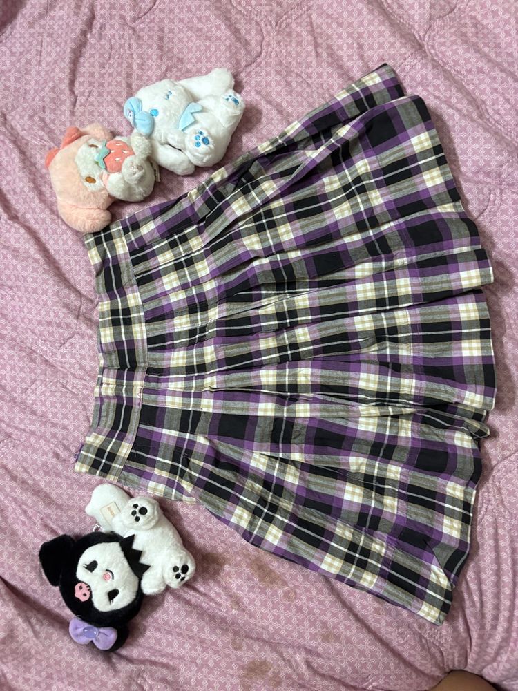 Plaid Pleated Skirt