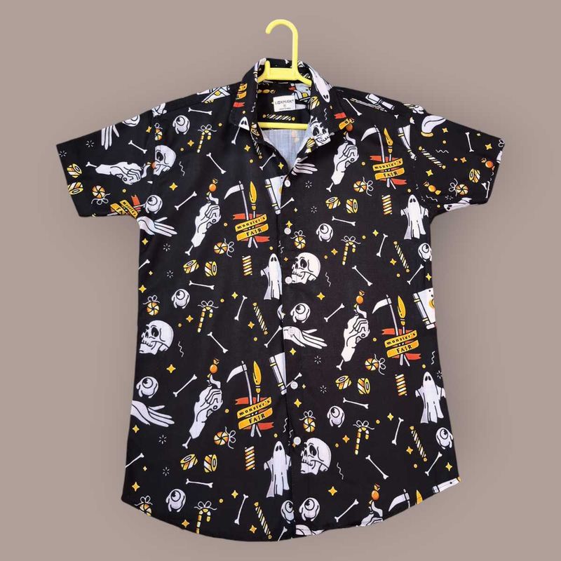 &#34;Midnight Mischief&#34; Halloween-Themed Printed Shirt