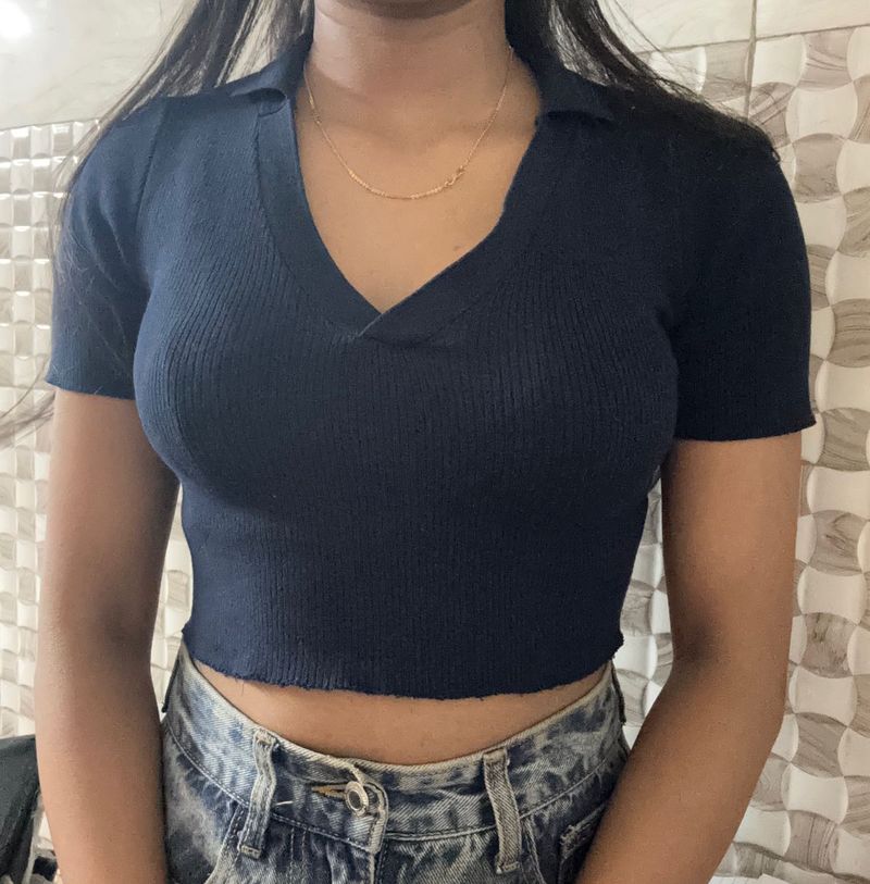 Blue Cropped Collored Top