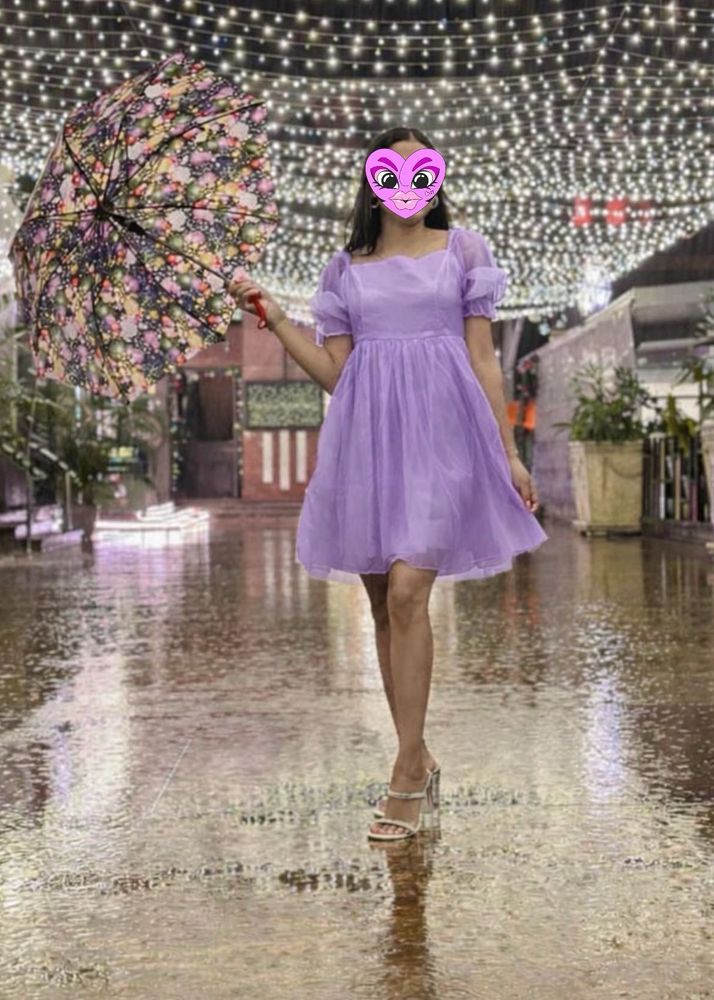 Lavender Puff Sleeve Mini Dress