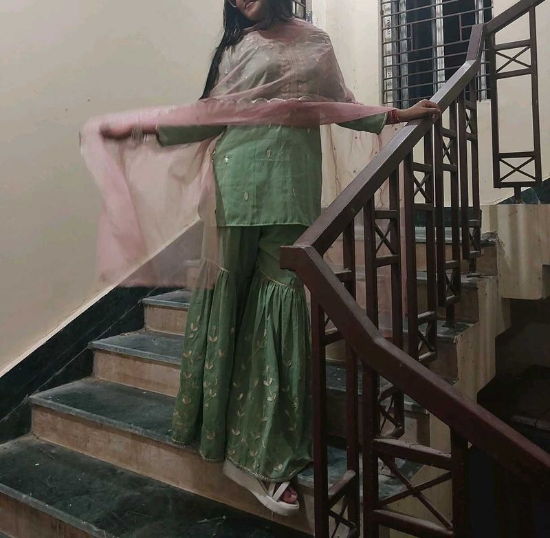 Elegant pista green sharara Set 💚(no dupatta)