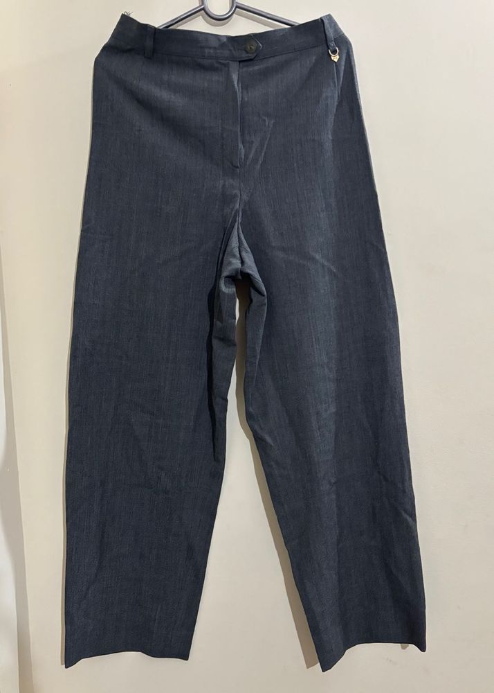 Set of Wide Leg Trousers Grey and brown