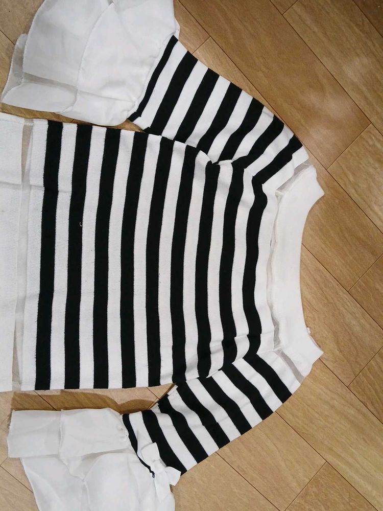 Striped Black &amp; White Top
