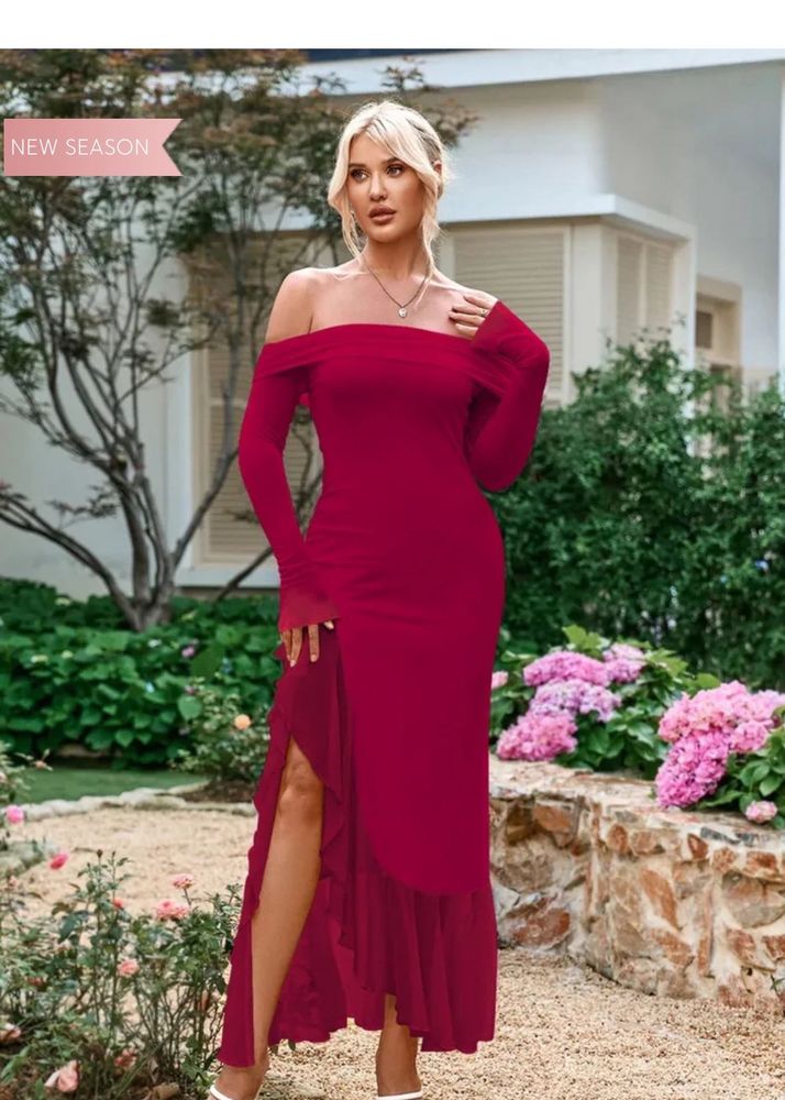 Royap slit Off-Shoulder Dress