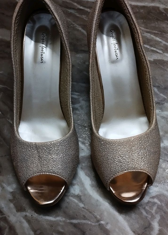 Beautiful Golden Open Toed Heels