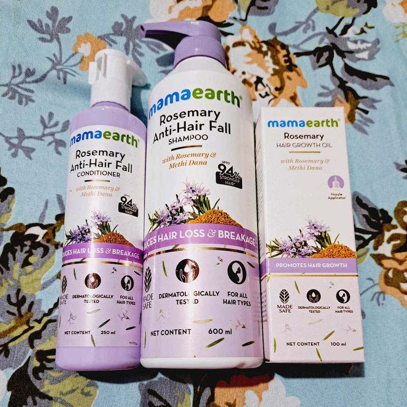 Mamaearth Rosemary Shampoo, Conditioner, Oil Combo