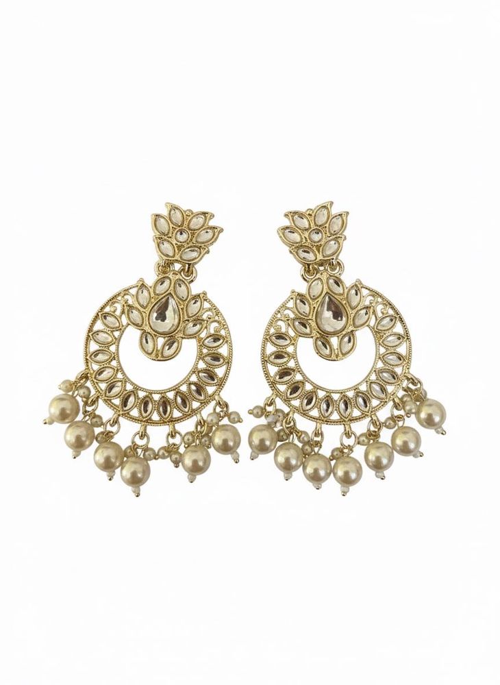 Elegant Gold-Tone Chandbali Earrings
