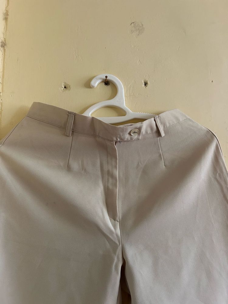 Beige Straight Pants