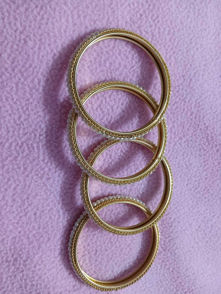 Gold &amp; Pearl Bangle Set