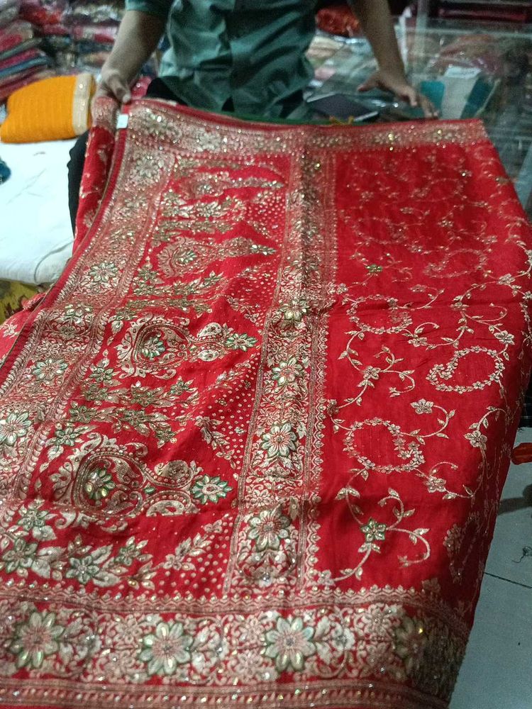 Red Embroidered Saree