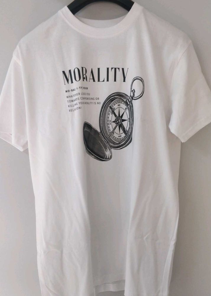 Printed Typography T Shirt - White