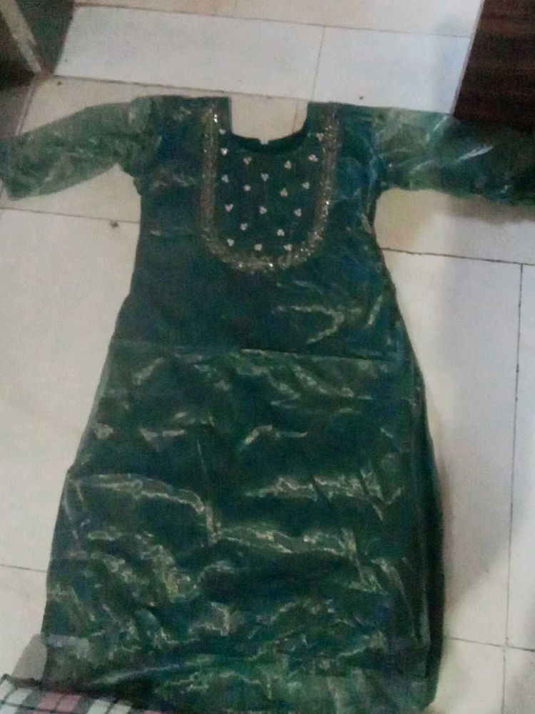 Green Embroidered kurti