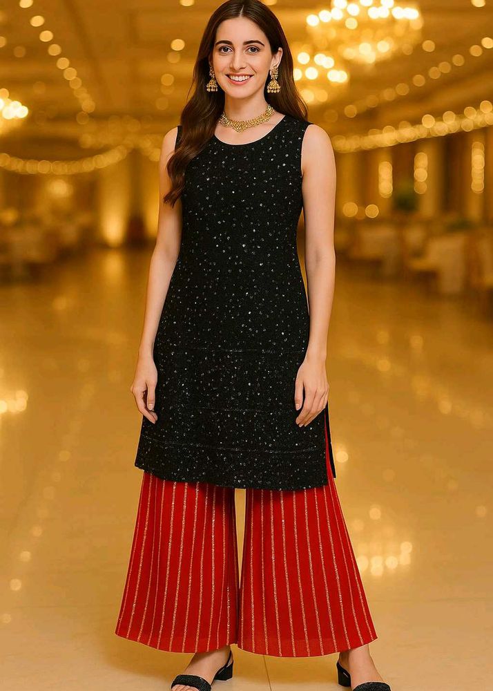 Clearance Sale Heavy Sequins Work Kurti Plazo