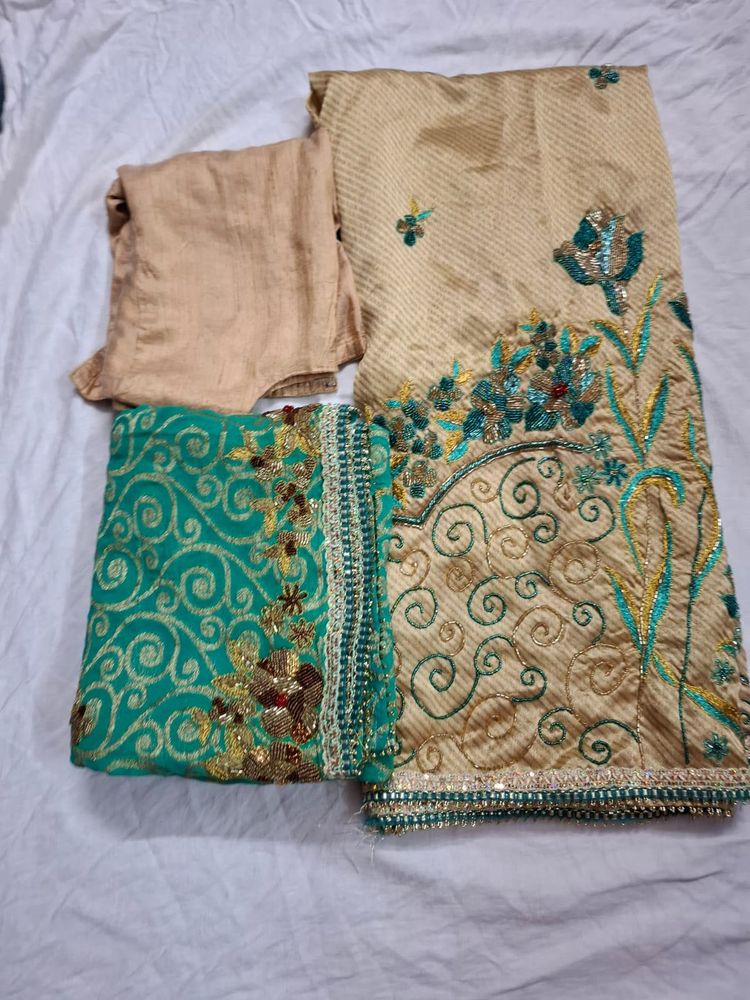 Green Golden Heavy Bridal Lehenga