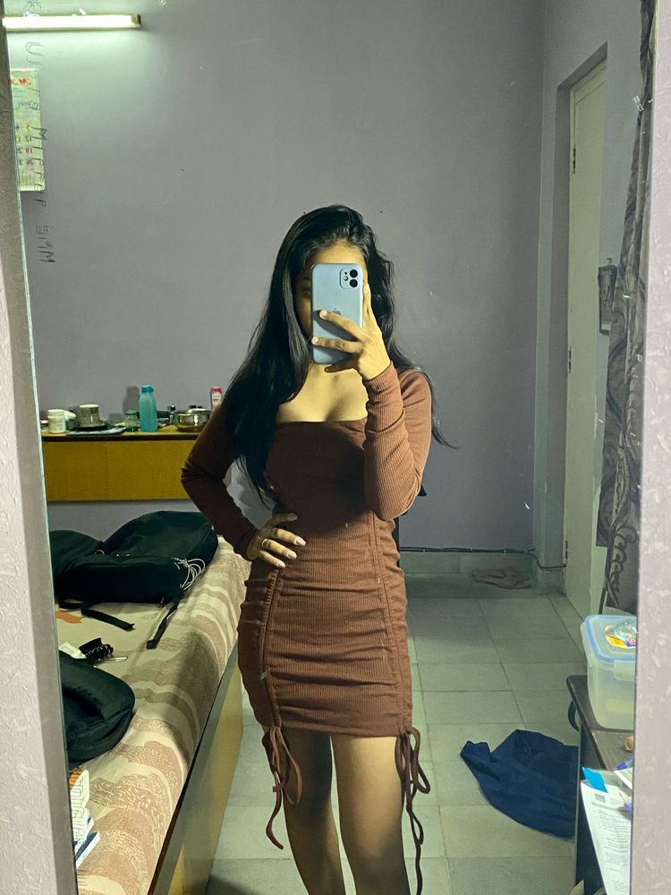 Brown Bodycon Mini Dress