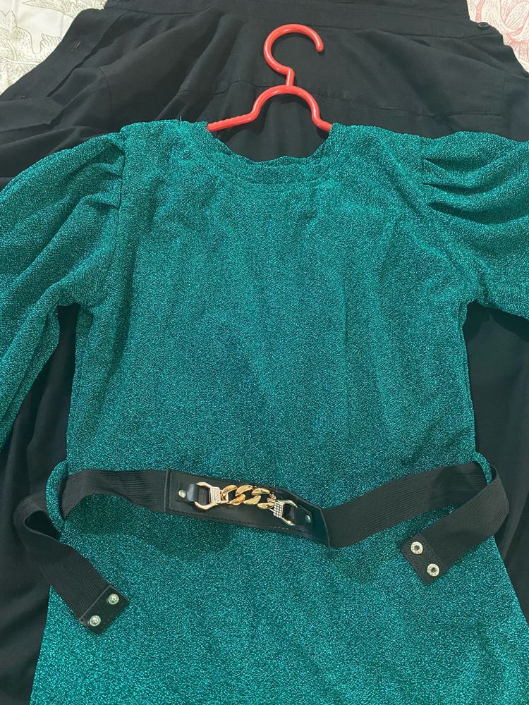 Green Shimmer Glitter Dress