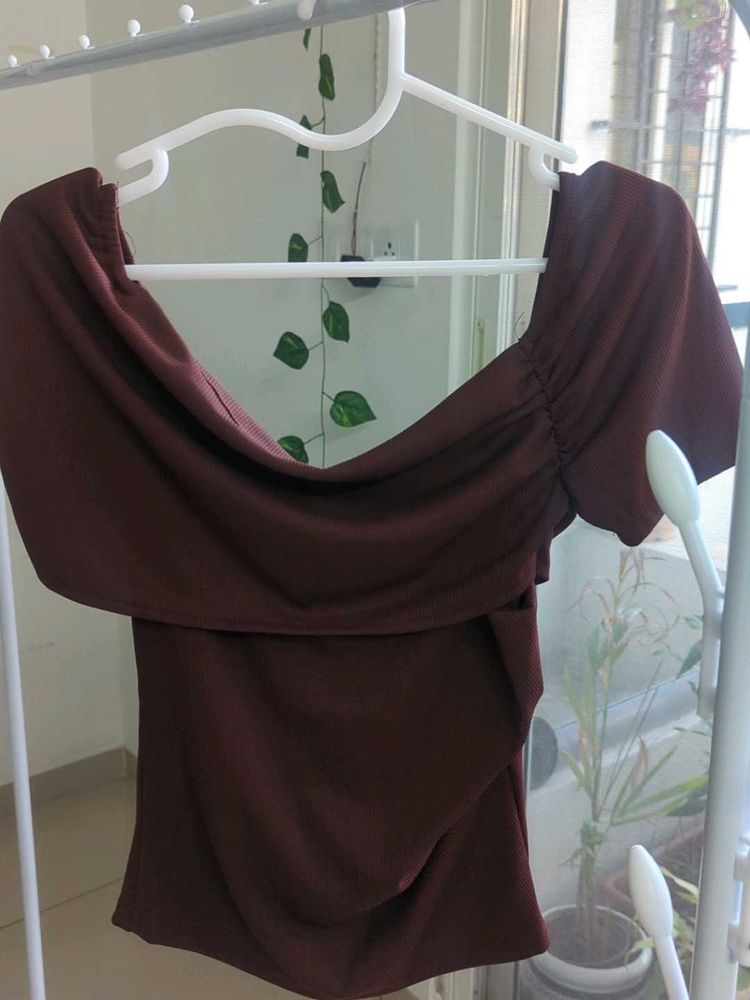 Burgundy Off-Shoulder Top