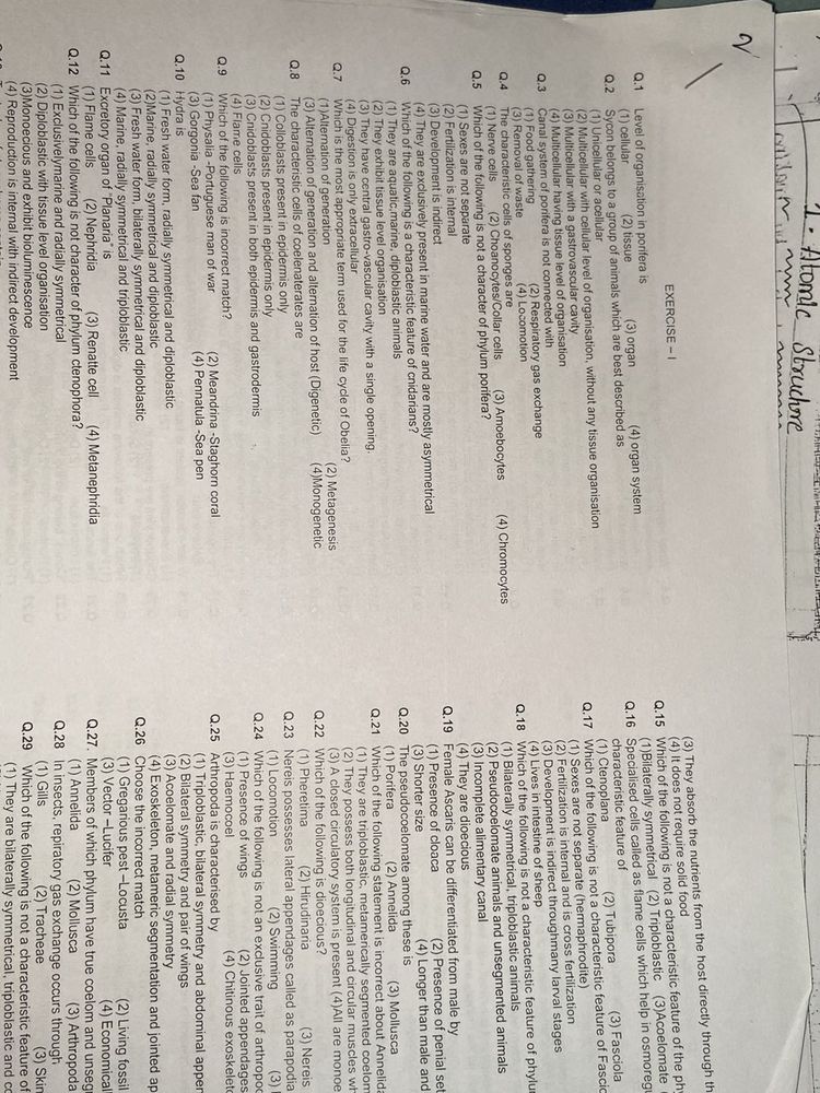 NEET Animal Kingdom Questions