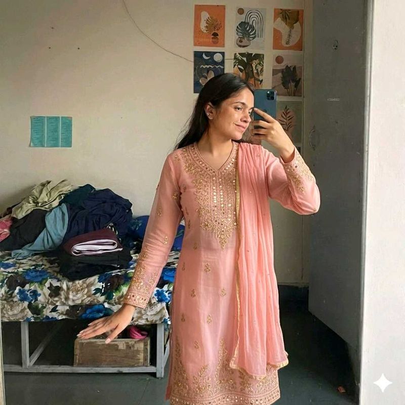 Organza Fancy Pink Suit