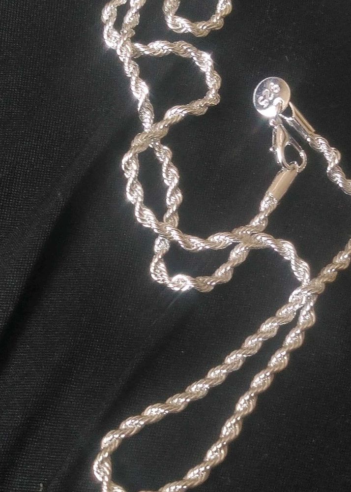 Fine Sterling Silver Rope Necklace Chain
