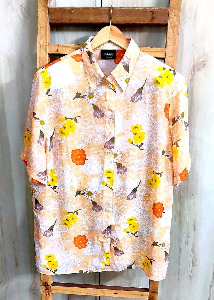 Light Orange Printed Shirt Size-42-44
