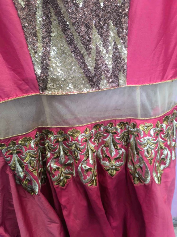 Elegant Pink Embroidered Ethnic Gown