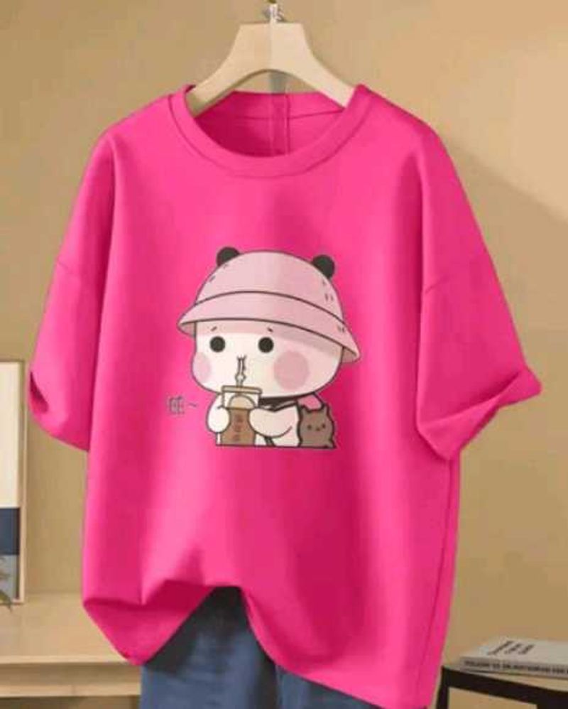 Bubble Tea Buddy Oversized T-Shirt – Hot Pink💗