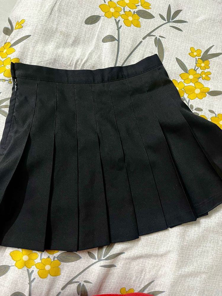 Combo - Black Skater Skirt + Gap Denim Shorts