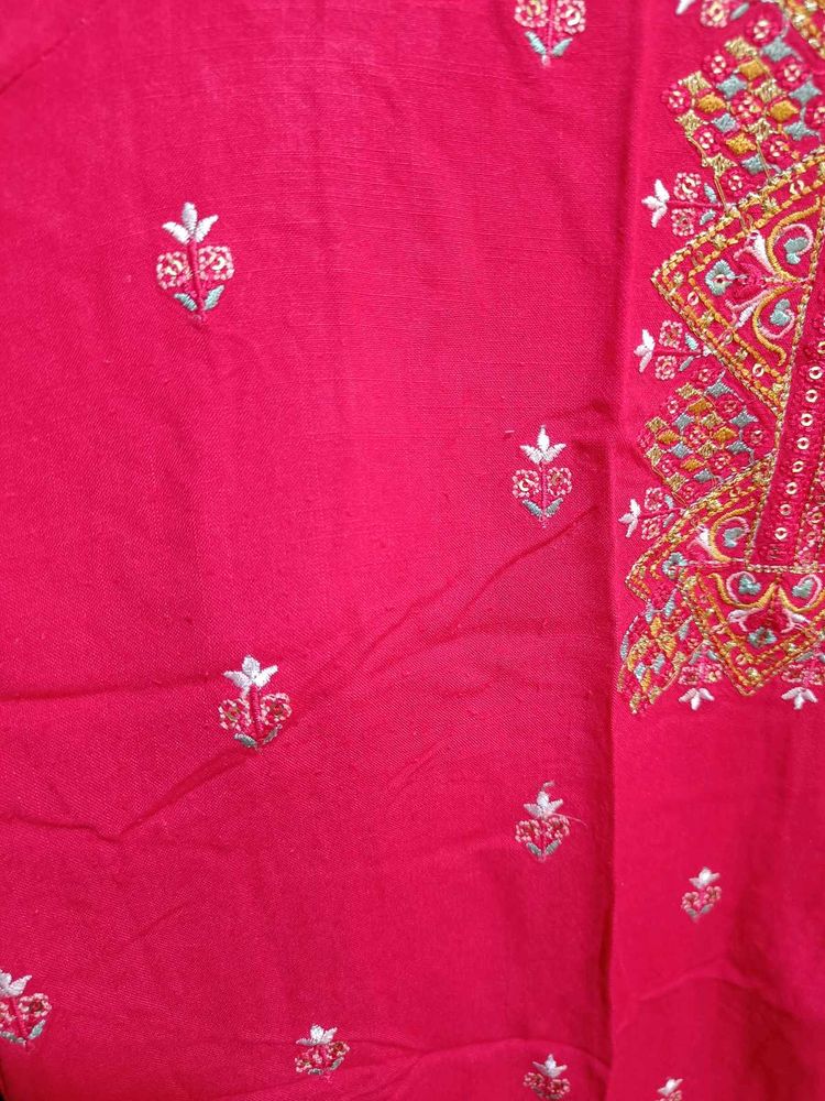 Dark Pink Embroidered Kurta