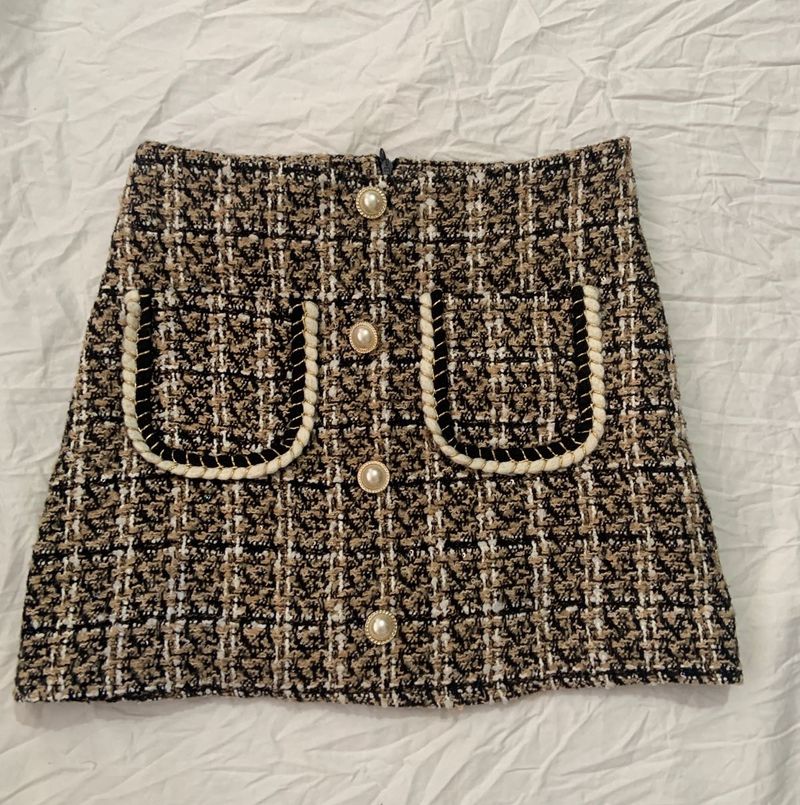 Y2K Tweed Skirt With Pearl Buttons 🫧