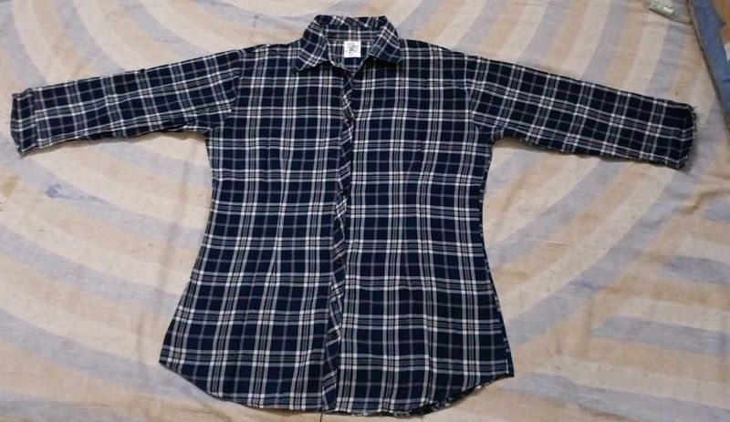 Plaid Navy Blue Checked Shirt