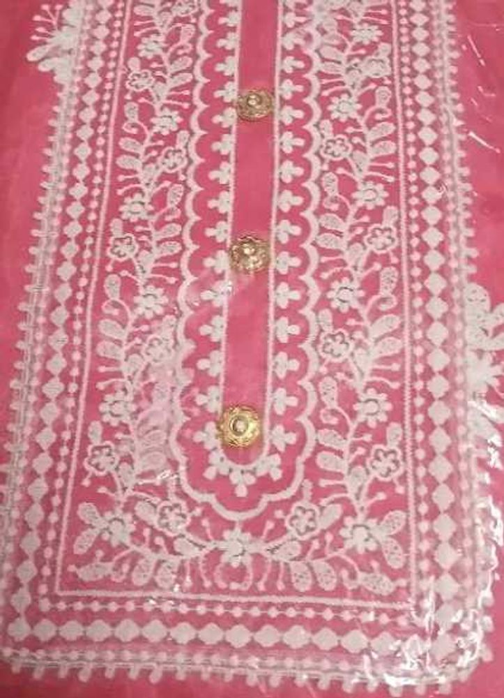 Pink Embroidered Unstitched Suit